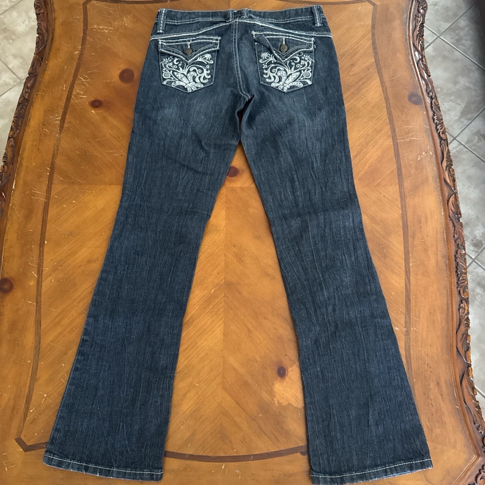 charlotte russe vintage Y2K bootcut charcoal low rise jeans embellished